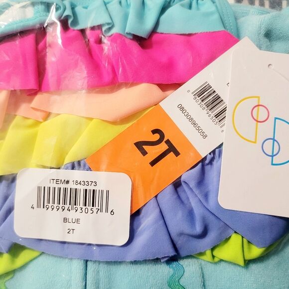 Flapdoodles 2T Rainbow Ruffle 2-piece Swim Set UPF Swimsuit + Coverup Dress NWT - Picture 8 of 8